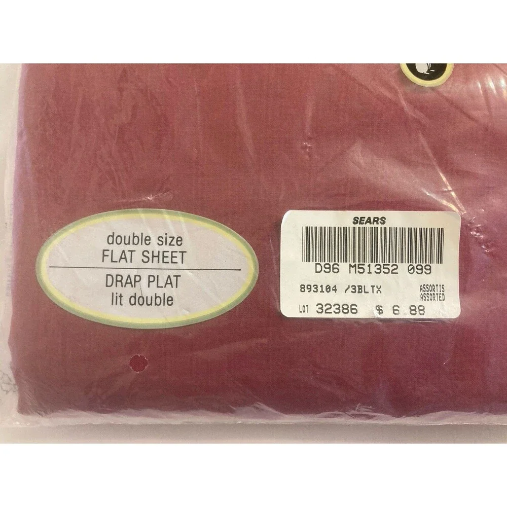 Vintage Wabasso Double Top Flat Sheet Burgandy Red NEW
